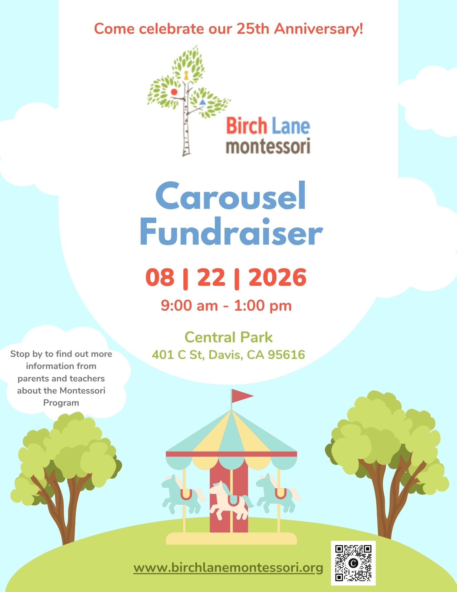 Carousel Fundraiser Flyer - August 22, 2026 9 AM - 1 PM in Central Park